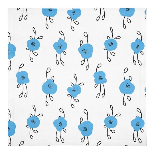 Blue Blooms 10" x 10" Cotton Twill Napkin